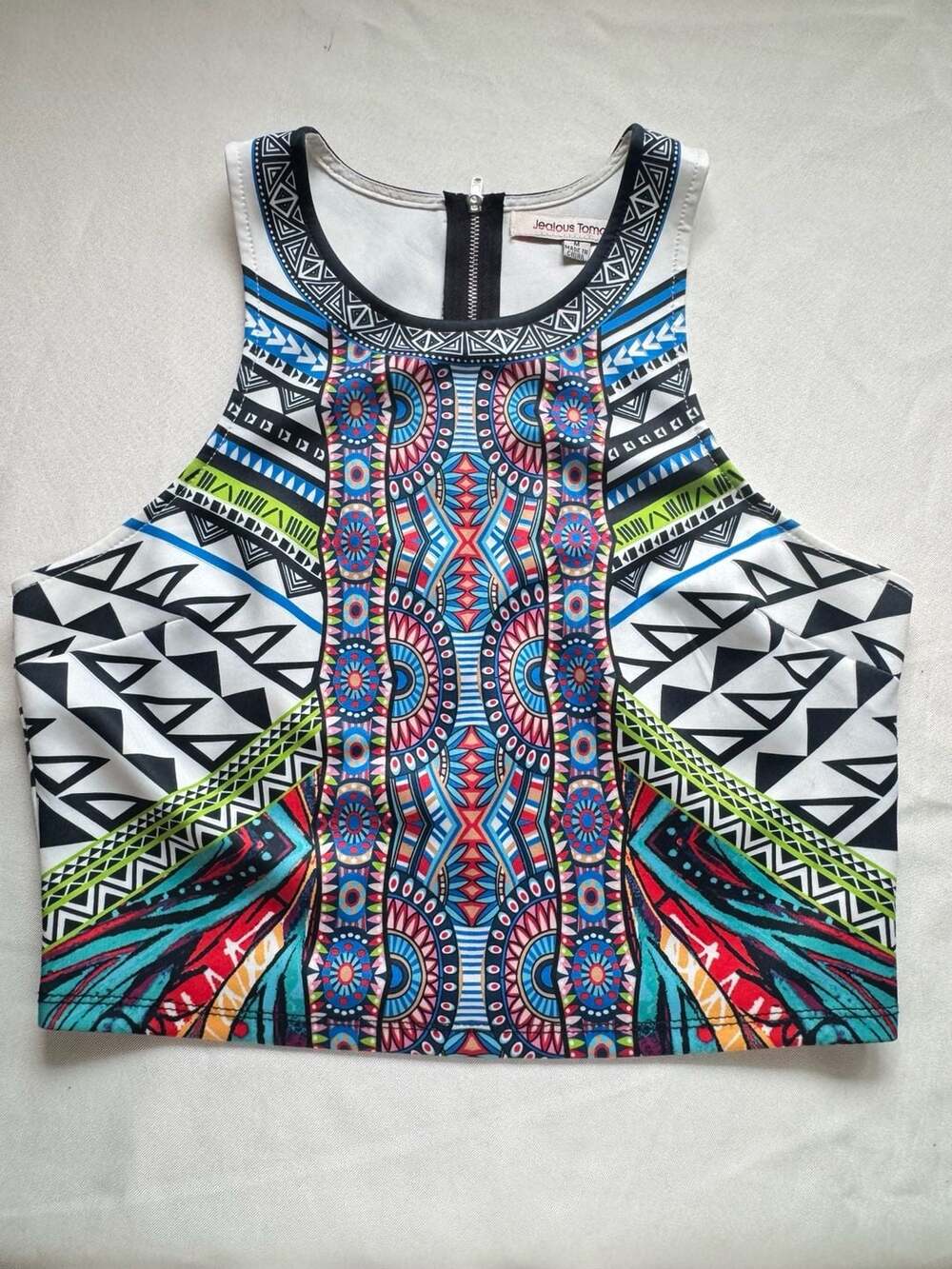 Festival Boho Tribal Aztec Geometric Crop Tank Top Colorful Statement Medium